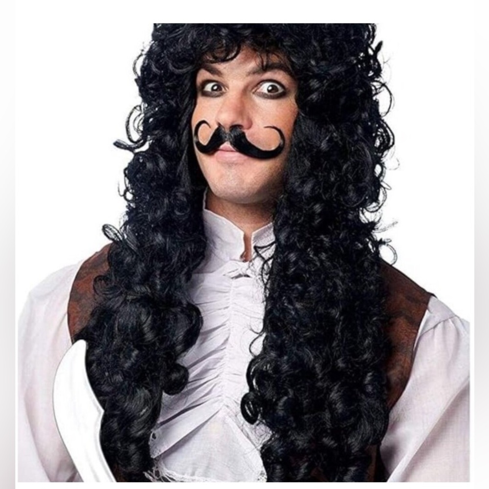 Captain Hook Wig Mustache Costume Pirate Halloween Adult Men's Peter Pan Disney